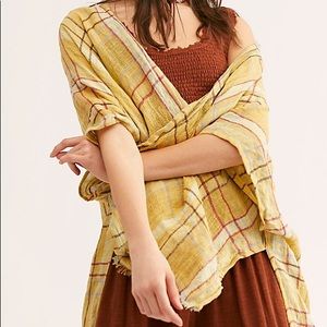 Free People Reverie Plaid Kimono wrap poncho